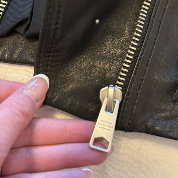 NWOT All Saints Dalby Pin-Studded Leather Biker Jacket - Picture 5 of 9